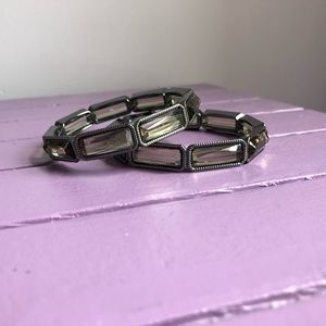 Gunmetal stretchy bracelets with grey stones!